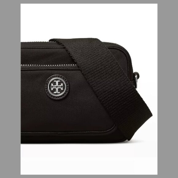 Tory Burch Mini Recycled Nylon Camera Crossbody Bag In Black - Picture 4 of 7
